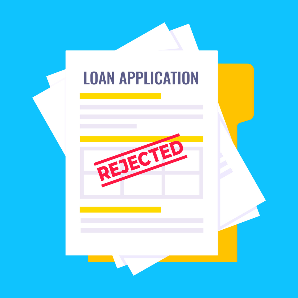 Rejected credit or loan form with claim form