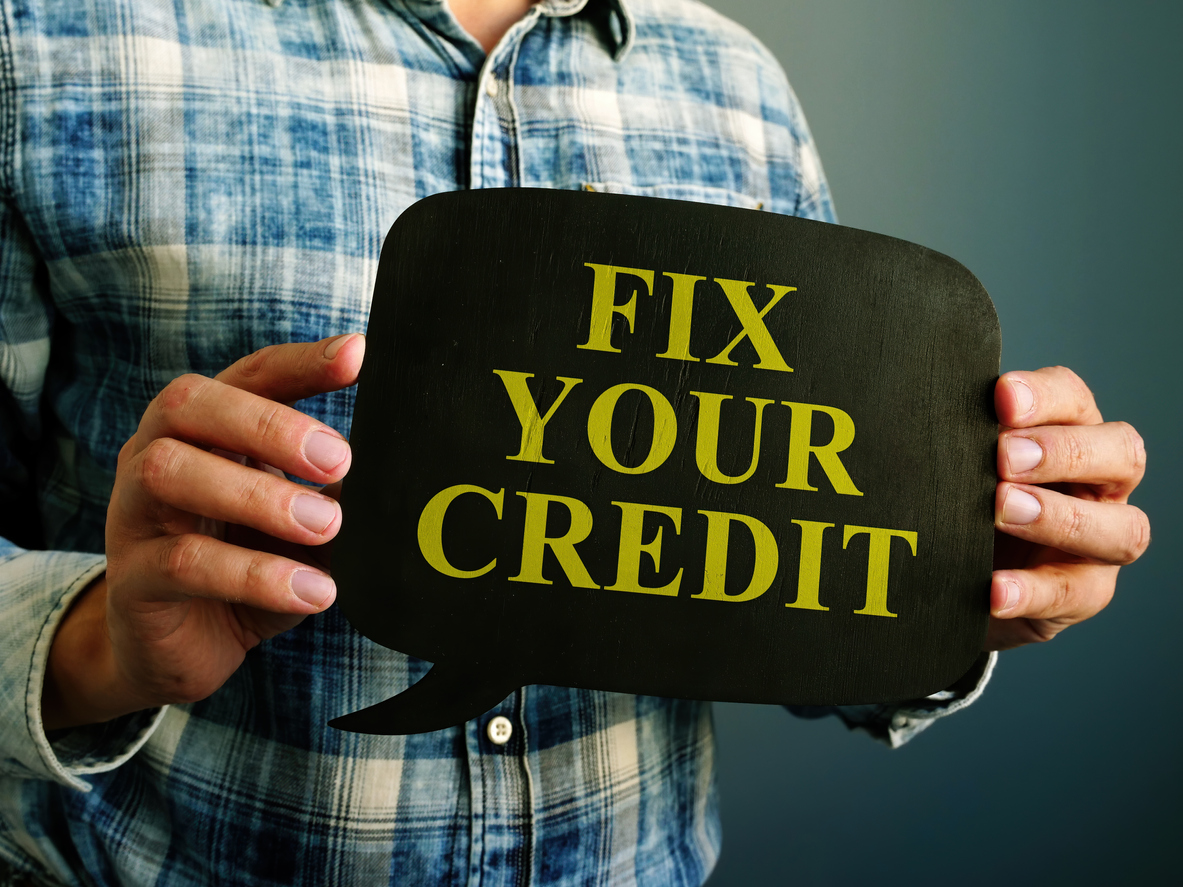 "Fix Your Credit Score" Sign - What affects your credit score